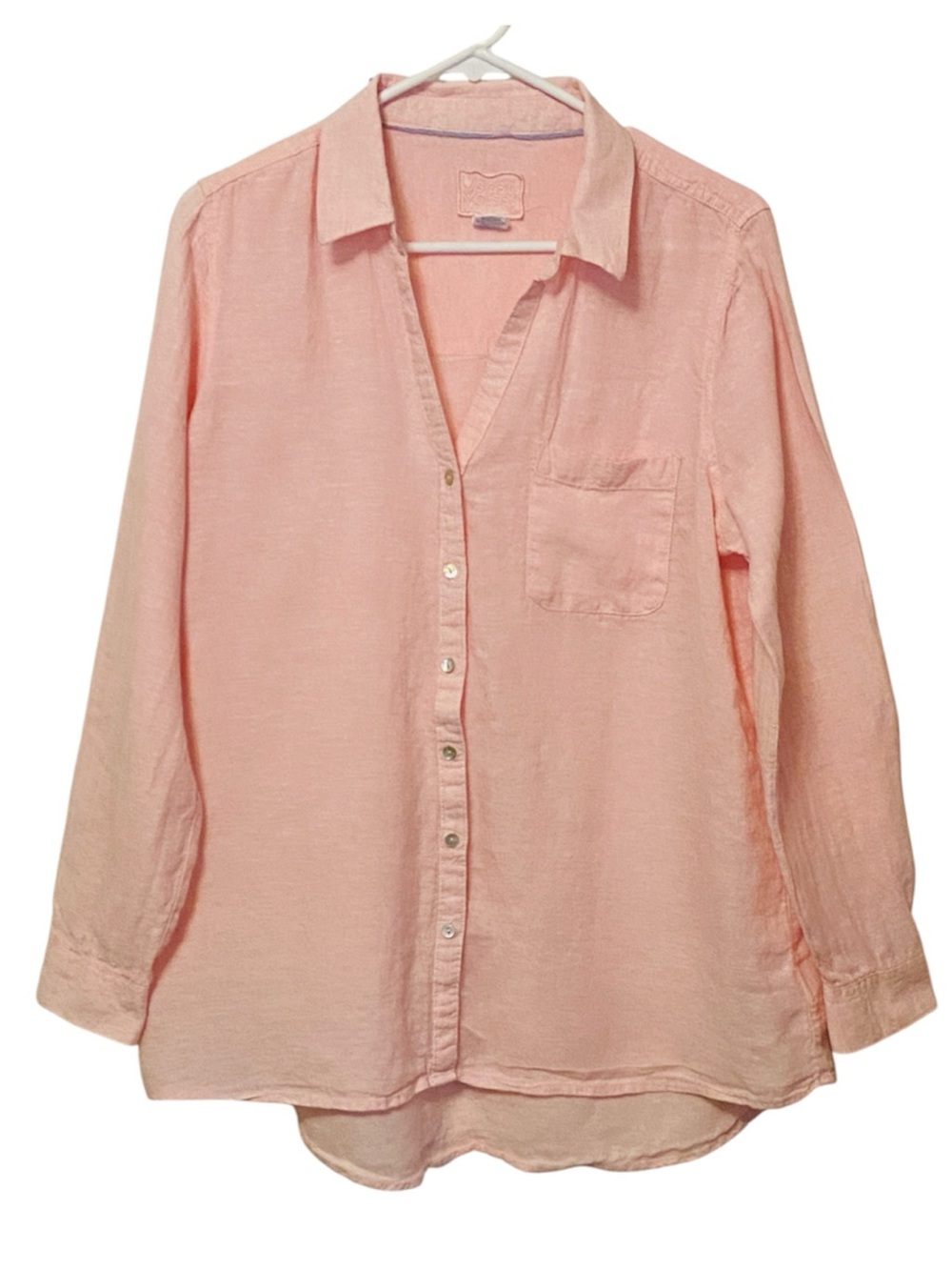 Sigrid Olsen 100% Linen Pink Button Front Shirt Blouse Size L‎ Coastal